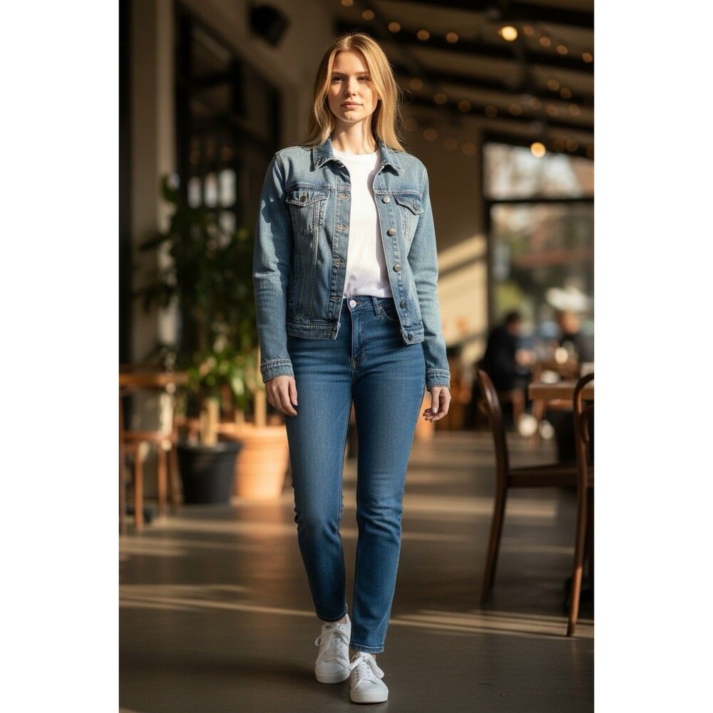 Levi's Blue Button Front Lightweight Women's Short Denim Jacket